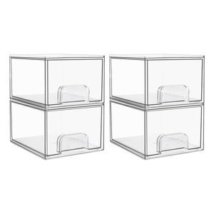 4 Pack Clear Stackable Storage Drawers, 4.4'' Tall Acrylic Bathroom Makeup🙊